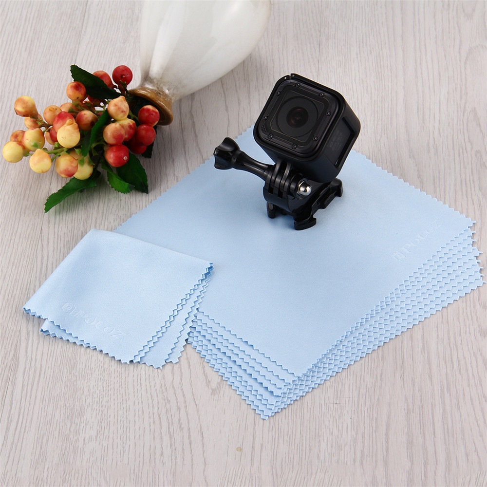 PULUZ 10pcs Microfiber Cleaning Cloths for GoPro LCD / TV Screen Glasses- Pastel Blue
