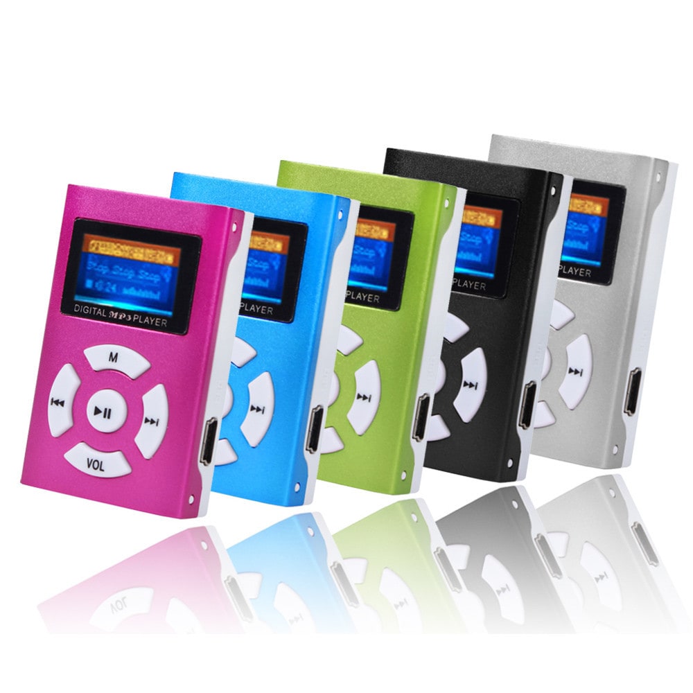 Portable USB Mini MP3 Player LCD Screen Support Micro SD TF Card- Blue