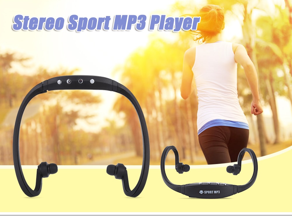 Portable Stereo Sport MP3 Player Support TF Card FM Radio- Black