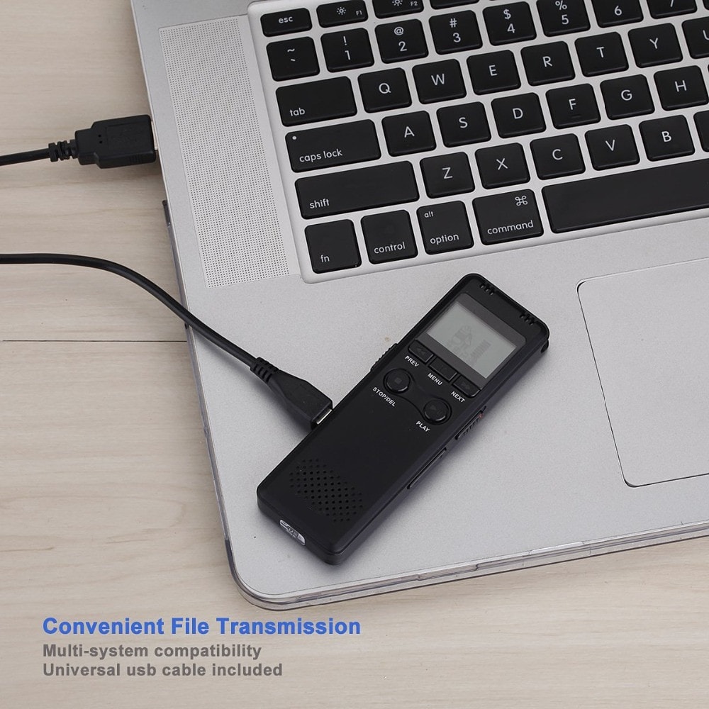Portable Voice Activation Recording Hd Hifi Recorder MP3 Noise Reduction- Black 1+8GB