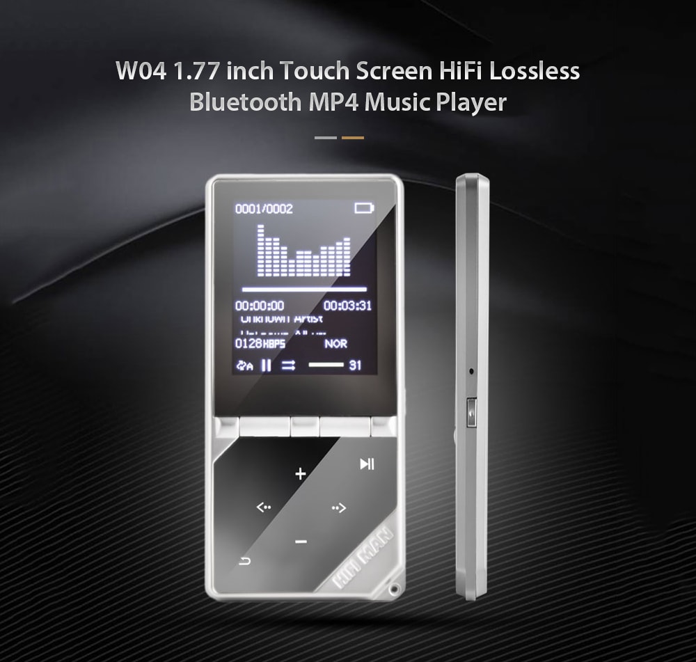 W04 1.77 inch Touch Screen HiFi Lossless Bluetooth MP4 Music Player with Pedometer- Silver 4G