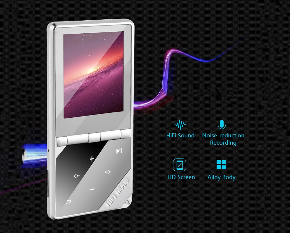 W04 1.77 inch Touch Screen HiFi Lossless Bluetooth MP4 Music Player with Pedometer- Silver 4G