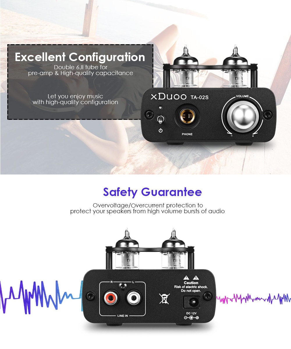 xDuoo TA - 02S Hybrid Tube and Transistor Headphone Amplifier- Black