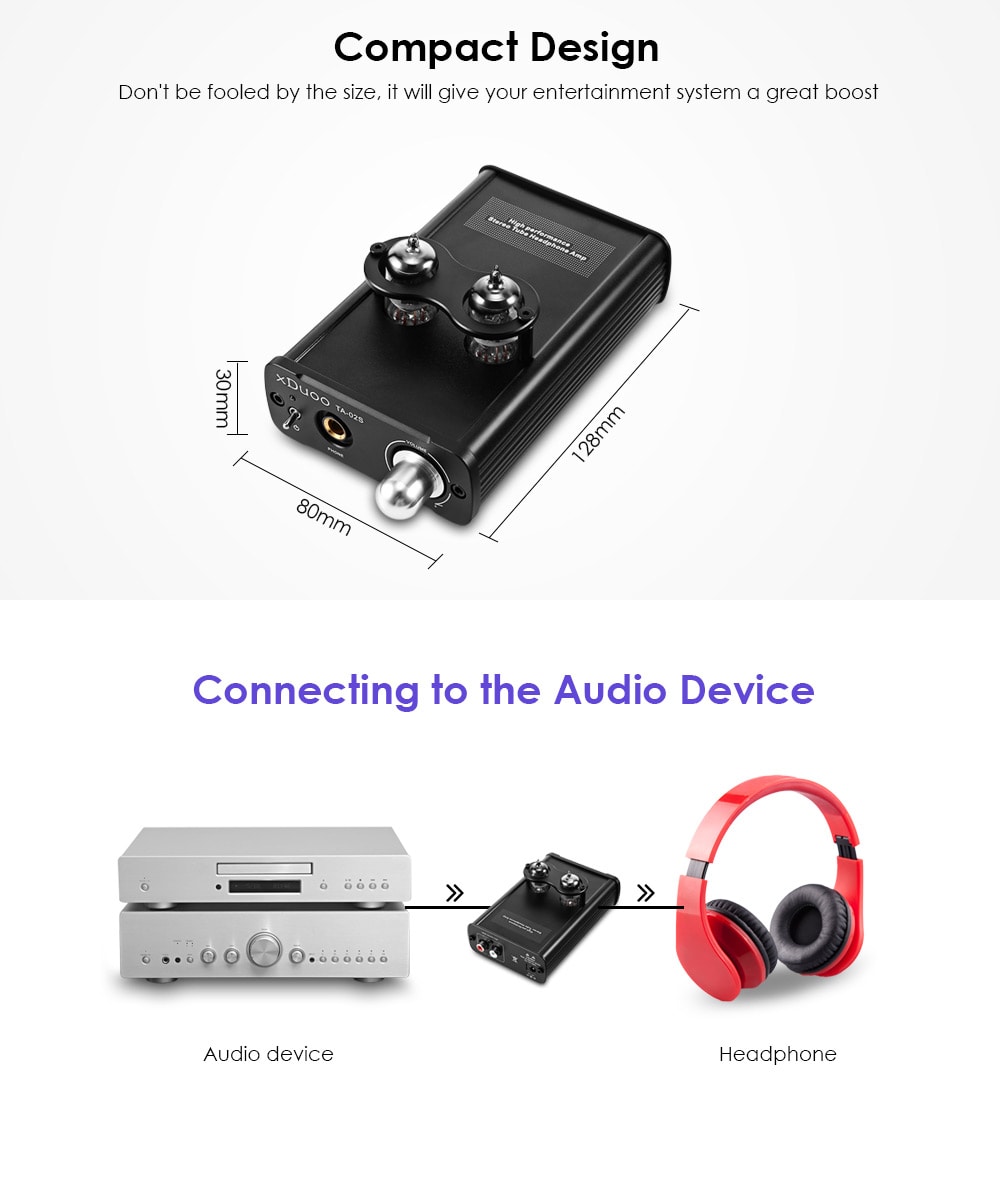 xDuoo TA - 02S Hybrid Tube and Transistor Headphone Amplifier- Black