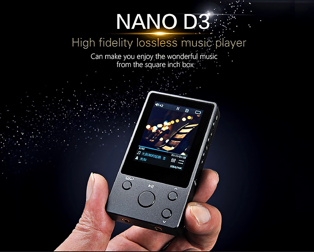 XDUOO Nano D3 Professional Lossless Music MP3 HiFi Music Player with HD IPS Screen - Black