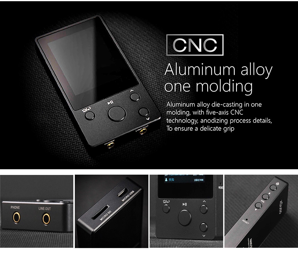 XDUOO Nano D3 Professional Lossless Music MP3 HiFi Music Player with HD IPS Screen - Black