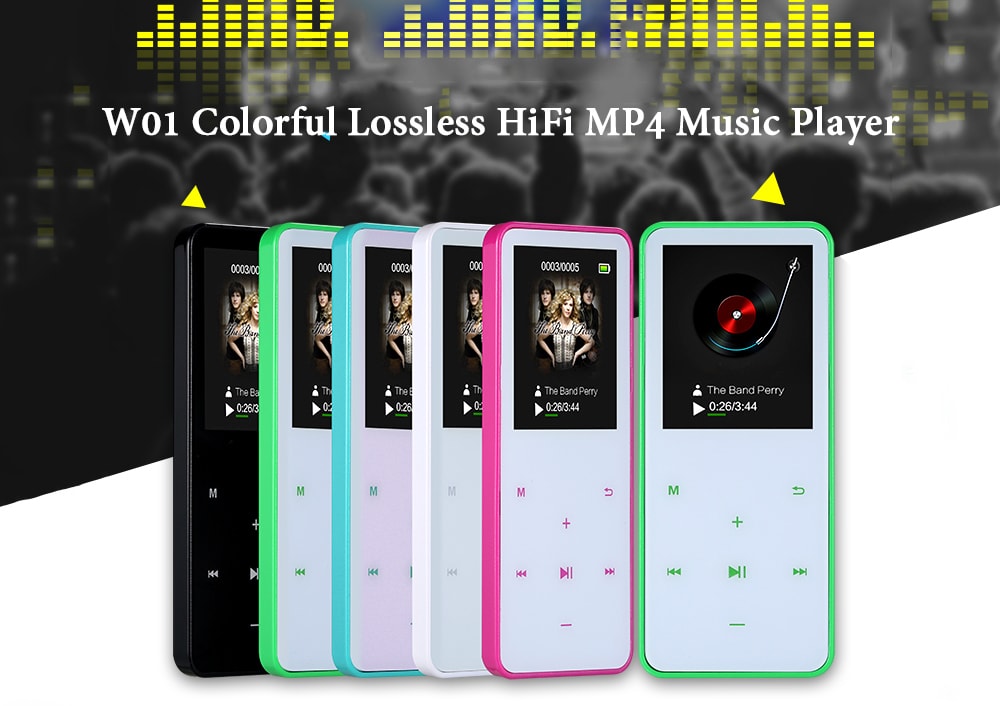 W01 Colorful Lossless HiFi MP4 Touch Screen Music Player with Long Standby- Rose Red 4G