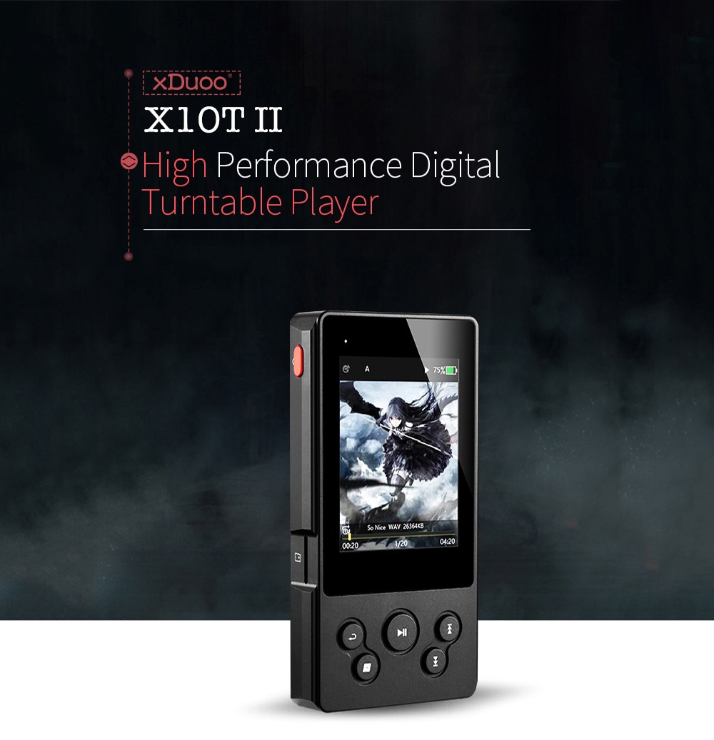XDUOO X10TII apt-X Bluetooth Digital Turntable Lossless Portable Music Player- Black