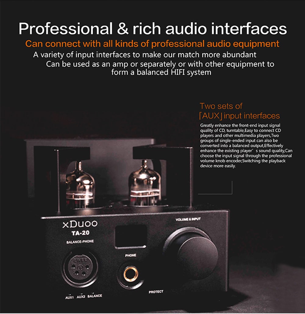 XDUOO TA - 20 High Performance Balanced Tube Headphone Amplifier- Black