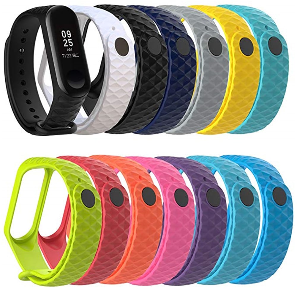 Replacement Silicone Wrist Strap Watch Band for Xiaomi MI Band 3 Smart Bracelet- Neon Pink