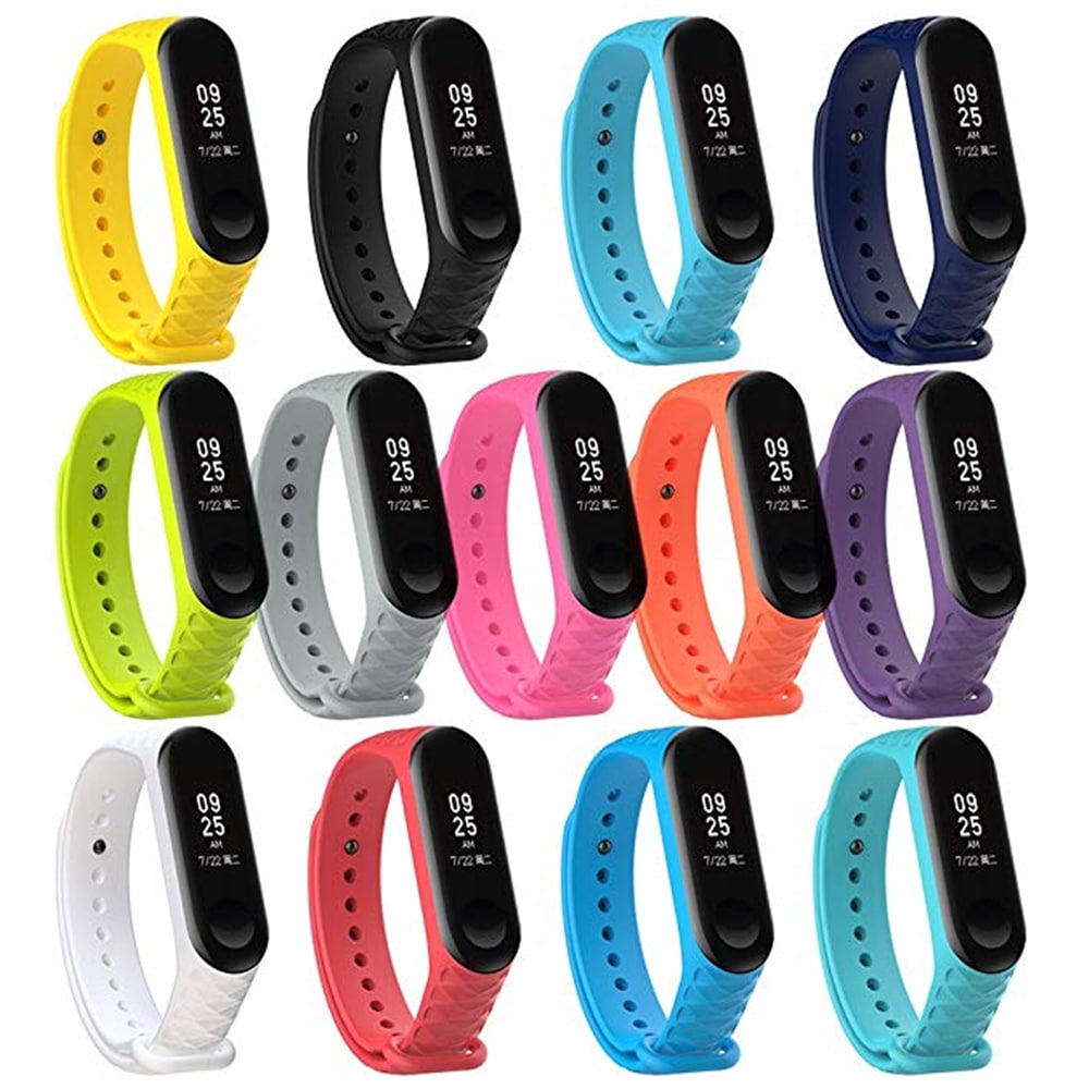 Replacement Silicone Wrist Strap Watch Band for Xiaomi MI Band 3 Smart Bracelet- Neon Pink