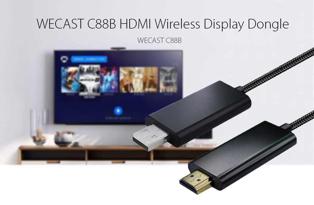 WECAST C88B HDMI Wireless Display Dongle- Black