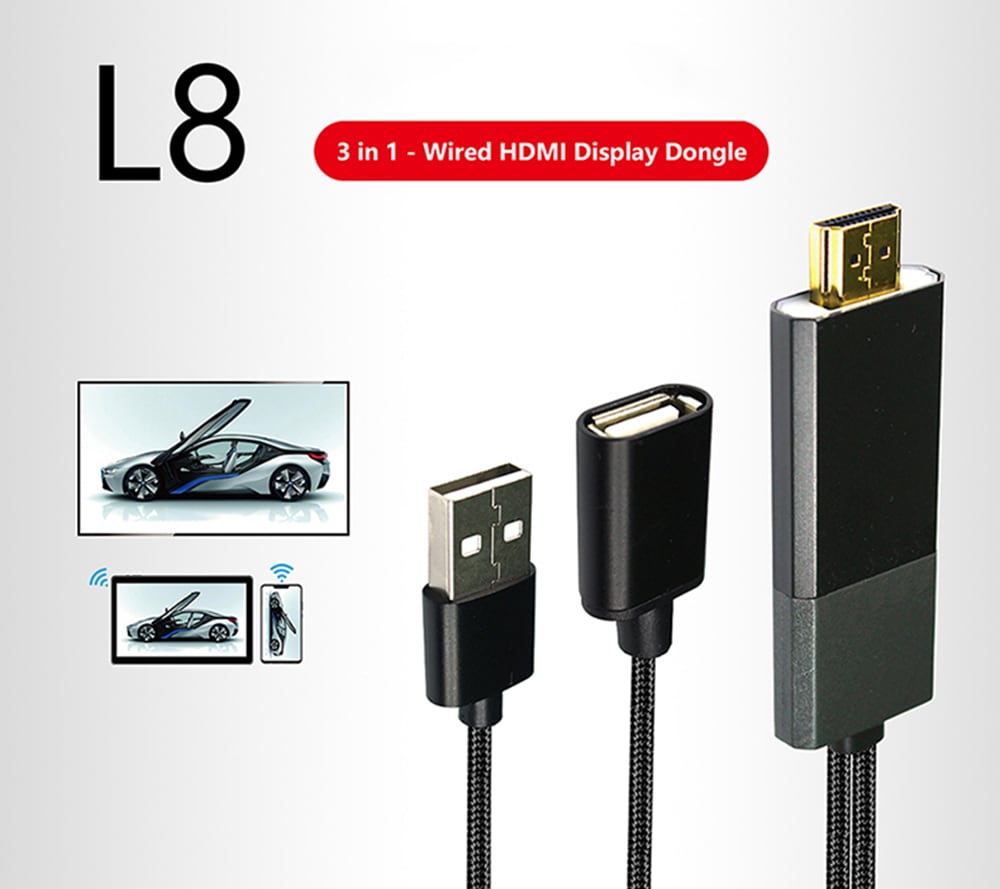 WECAST L8 HDMI Wired Display Dongle- Black
