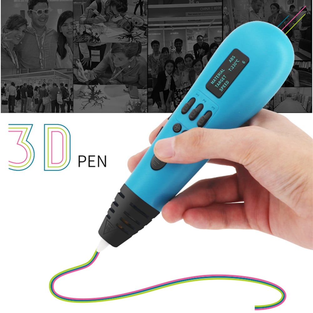 Toys 3D Printing Pen New Multi-Color Filament 3D Pen with OLED 3 in 1 Filament- Gray