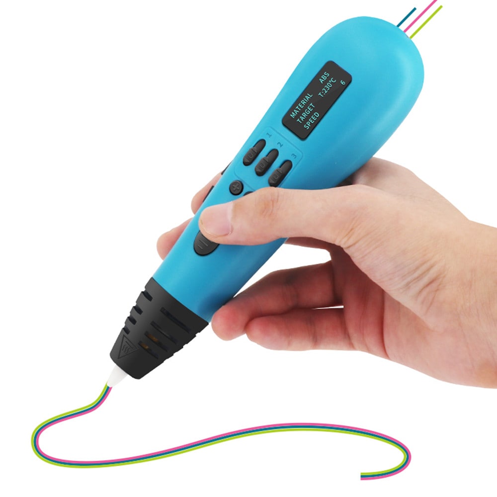 Toys 3D Printing Pen New Multi-Color Filament 3D Pen with OLED 3 in 1 Filament- Gray