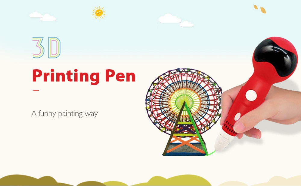 Robot Red Low Temperature Version 3D Printing Pen USB Interface Comes With Voice Playback Function Children Graffiti Painting Robotpen- Red UK Plug
