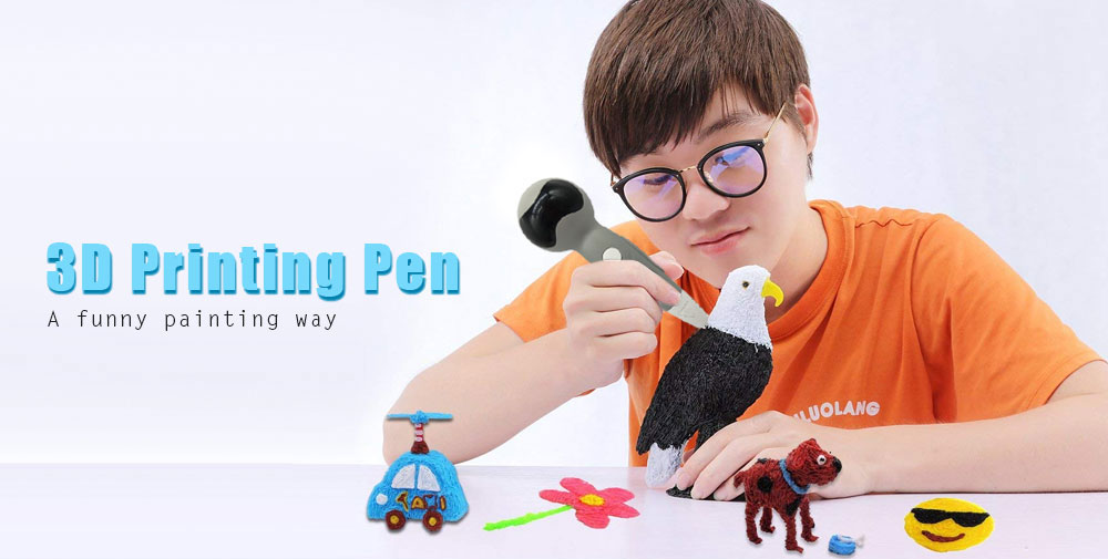 Robot Low Temperature Version 3D Printing Pen USB Interface Comes with Voice Playback Function 1pc- White