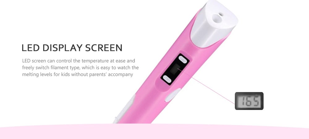 V2S Portable 3D Printing Drawing Pen with LED Screen  - Hot Pink