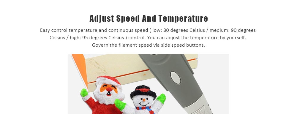 Robot Gray Low Temperature Version 3D Printing Pen USB Interface Comes With Voice Playback Function Children Graffiti Painting Robotpen- Gray UK Plug