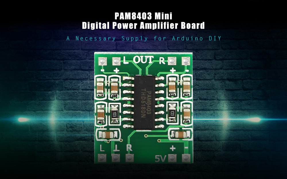 PAM8403 Amplifier Board Mini Digital Power USB Chargeble for Arduino DIY Projects- Green