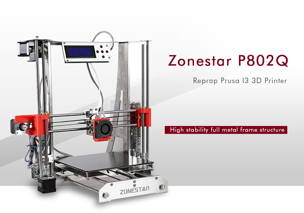 Zonestar P802Q Metal Frame Reprap Prusa I3 DIY 3D Printer Kit- Silver US Plug