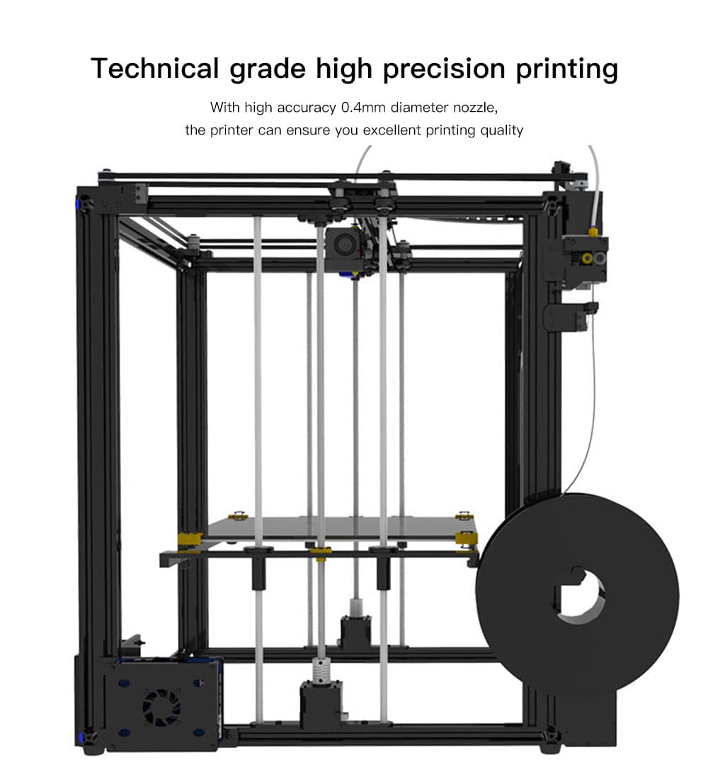 Tronxy X5SA High Precision Big Power LCD Screen DIY 3D Printer- Black US Plug