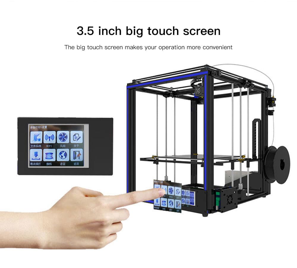 Tronxy X5SA High Precision Big Power LCD Screen DIY 3D Printer- Black US Plug