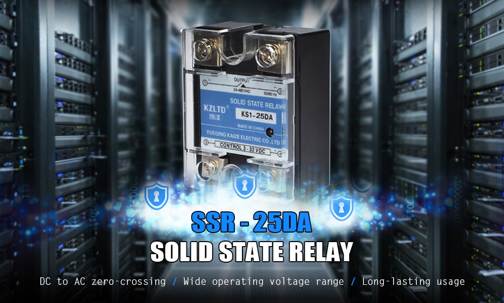 SSR - 25DA Single Phase Contactless Solid State Relay- Black