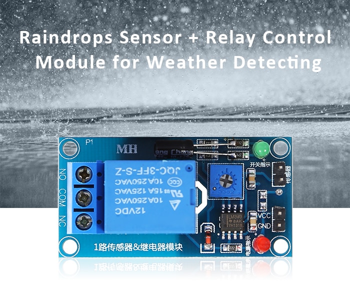 Raindrops Sensor + Relay Control Module for DIY- Colormix