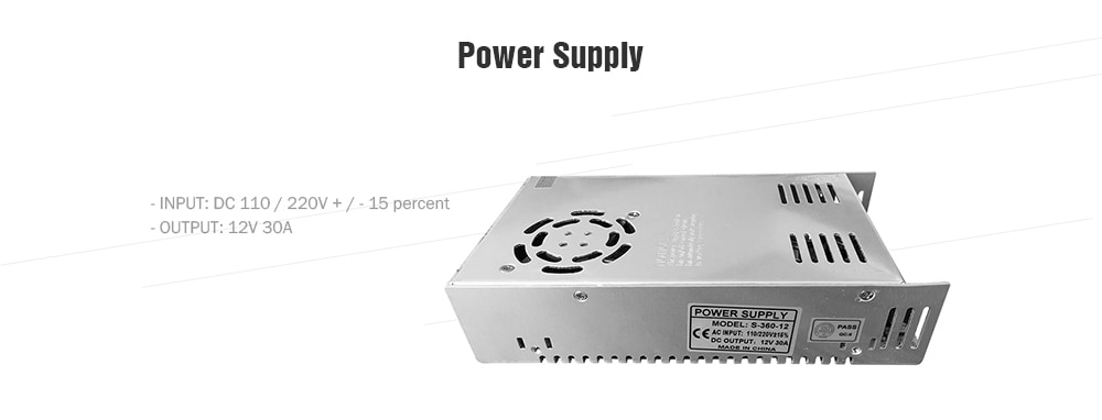 Tronxy 12V 30A Power Supply 360W with Cooling Fan input 110V / 220V- Silver
