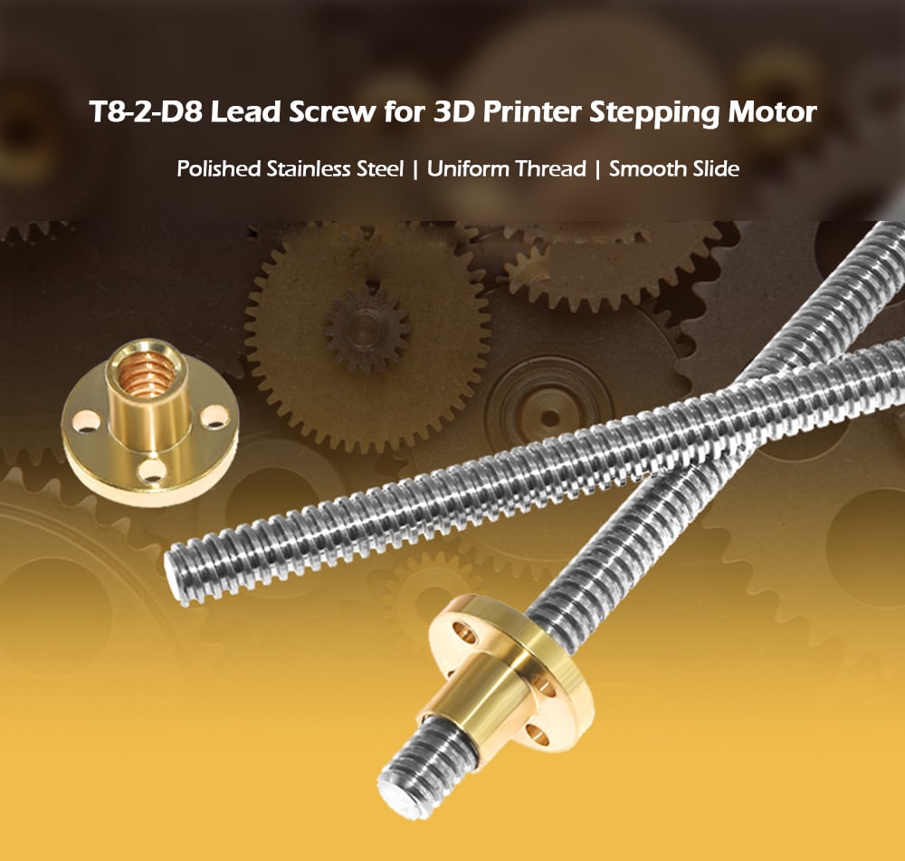 T8 - 2 - D8 300mm Lead Screw 3D Printer Accessories- Golden