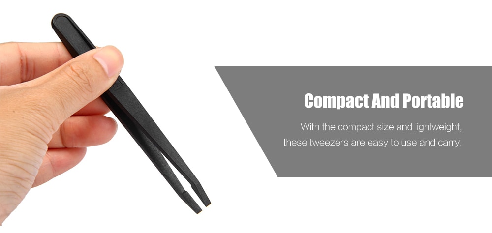 Plastic Precision Antistatic Tweezers Mobile Phone Repairing Tools 6pcs - Black