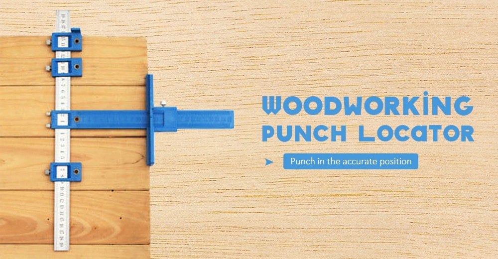 Hardware Punch Locator Woodworking Drill Guide Tool- Dodger Blue ABS / Metric English System