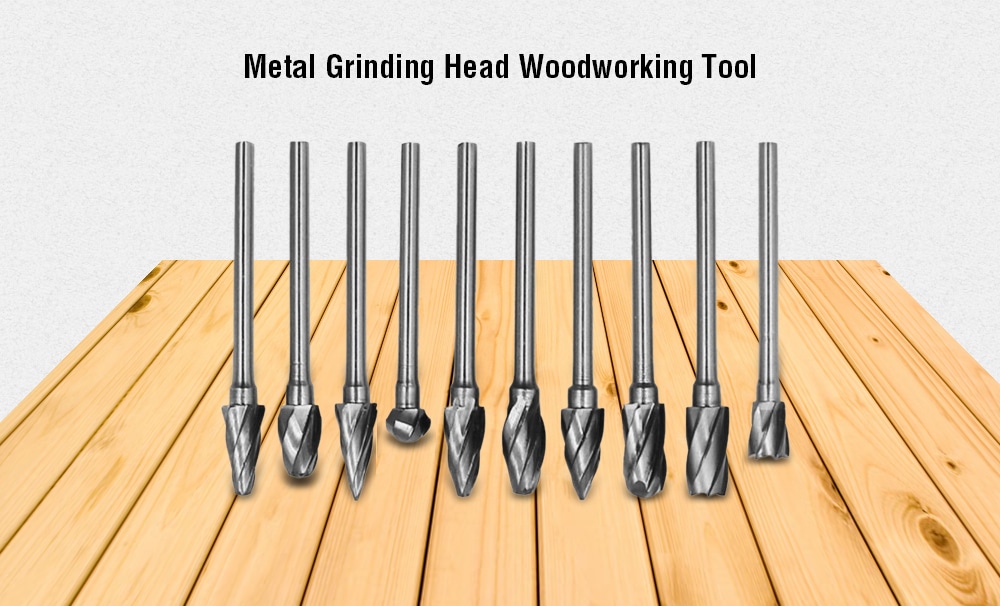 Tungsten Steel Cutter Metal Grinding Head Woodworking Tool 3mm 10pcs- Silver