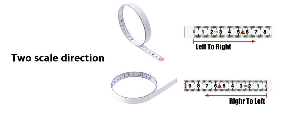 Self-stick Ruler Attached Scale- Milk White 1m / right to left / 10mm