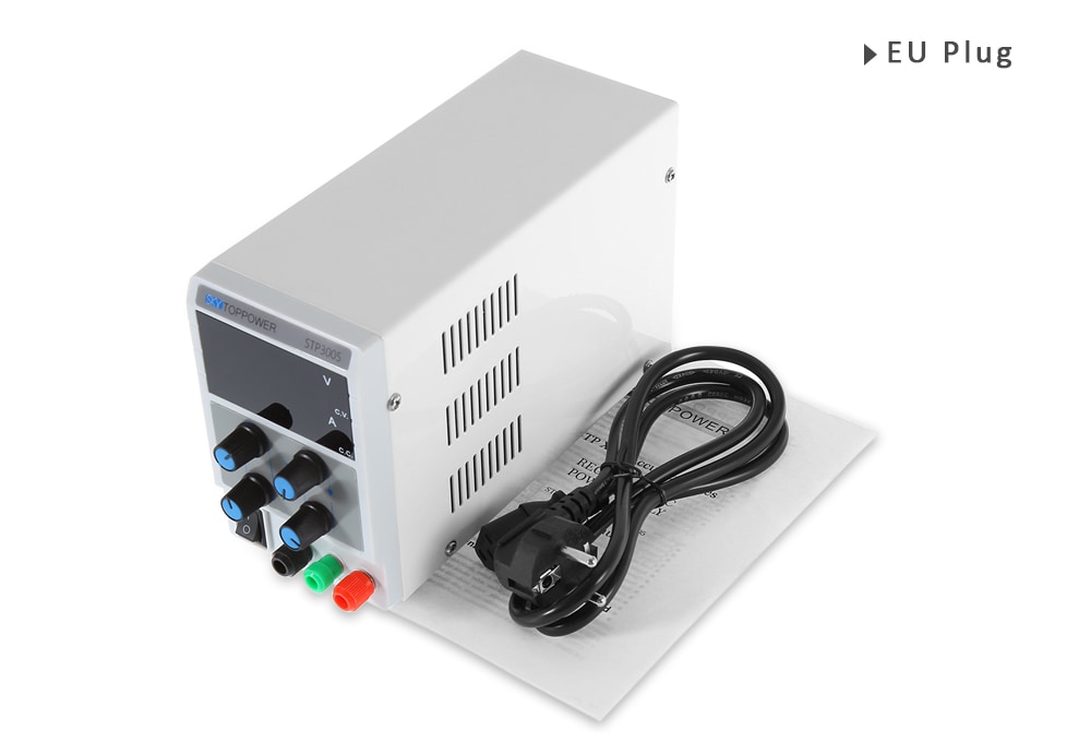 SKYTOPPOWER 3 Digits High Precision 0 - 30V 0 - 5A Adjustable DC Power Supply- White EU Plug