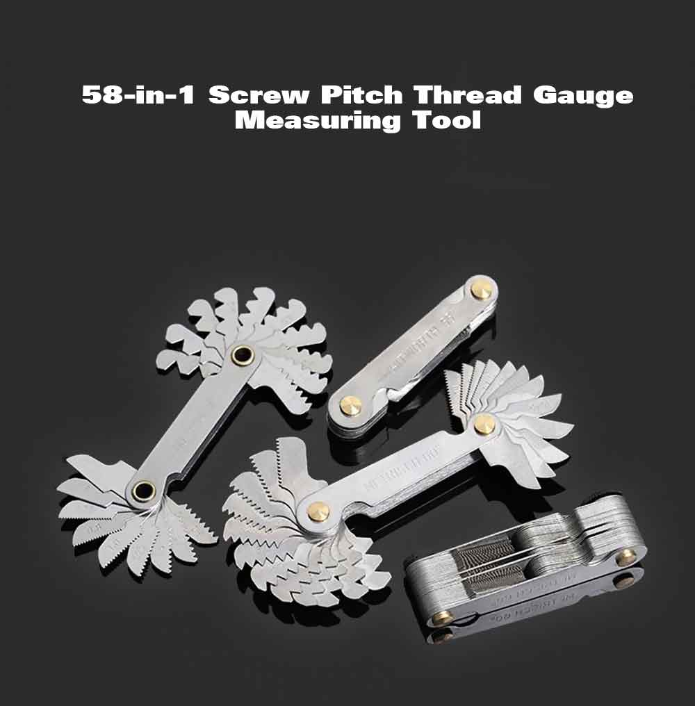58 in 1 Screw Pitch Thread Gauge Measuring Tool - Platinum