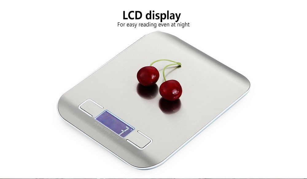 Portable Mini Electronic Digital Scale with LCD Screen for Kitchen Use- Silver 1g-5kg