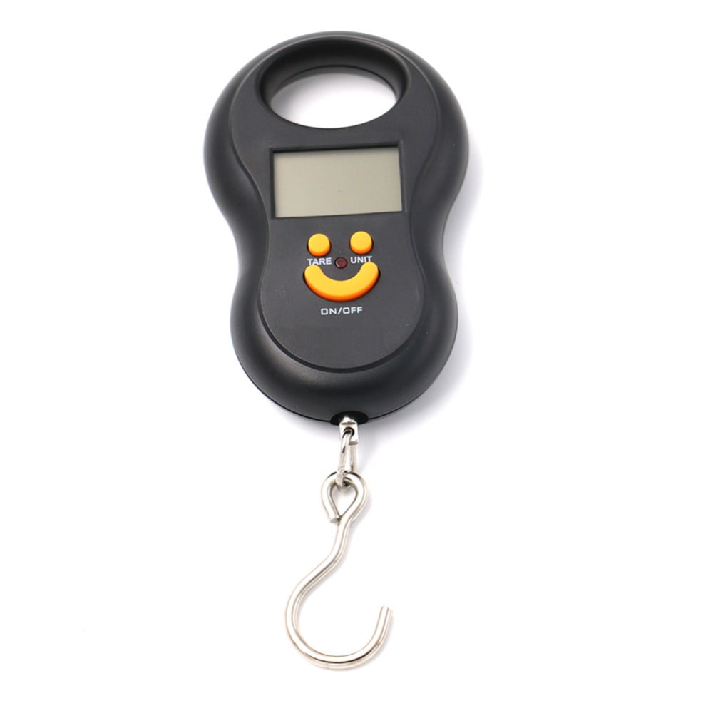 Portable 40kg/10g LCD Digital Scale Electronic Hand Held Hook Belt Luggage Hanging Scale Backlight Balance Weighting- Black