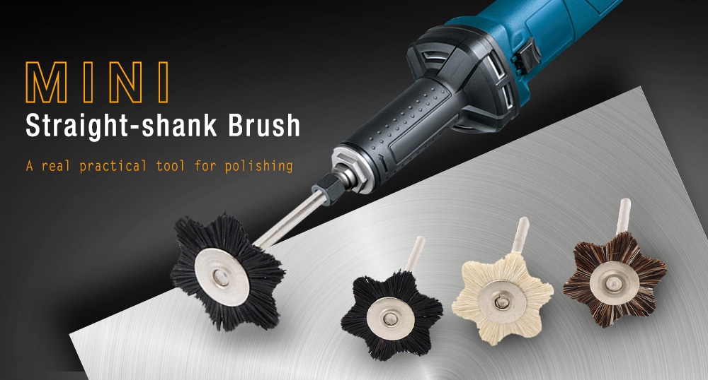 Professional Straight-shank Star Type Polishing Brush 1PC- Black