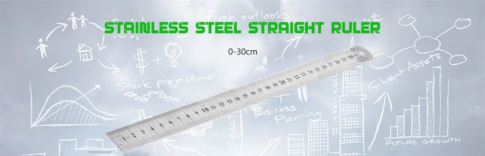 Stainless Steel Straight Ruler 30CM Staionary Home Handtool for Drawing Charting Painting- Silver 15CM