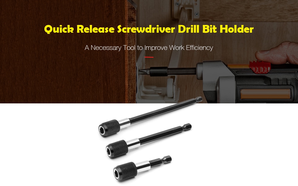 Magnetic Extension Chuck Adapter Quick Release Screwdriver Drill Bit Holder 3PCS- Black