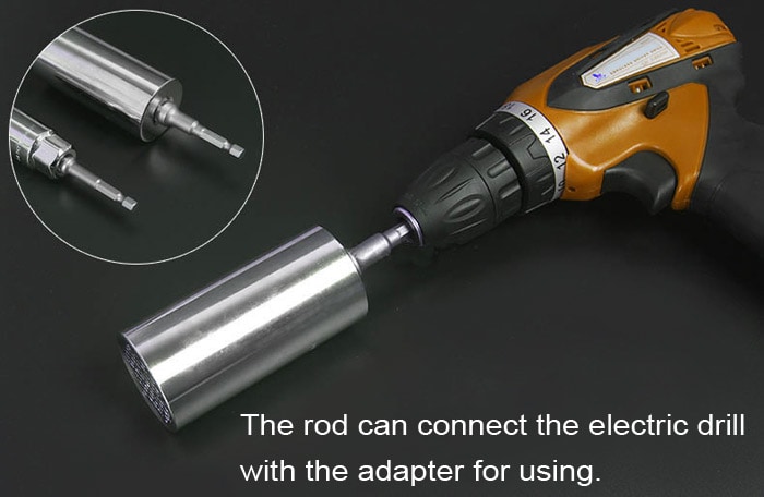 Universal Socket Adapter with Power Drill Kit House Repairing Tool- Silver 9 - 27MM