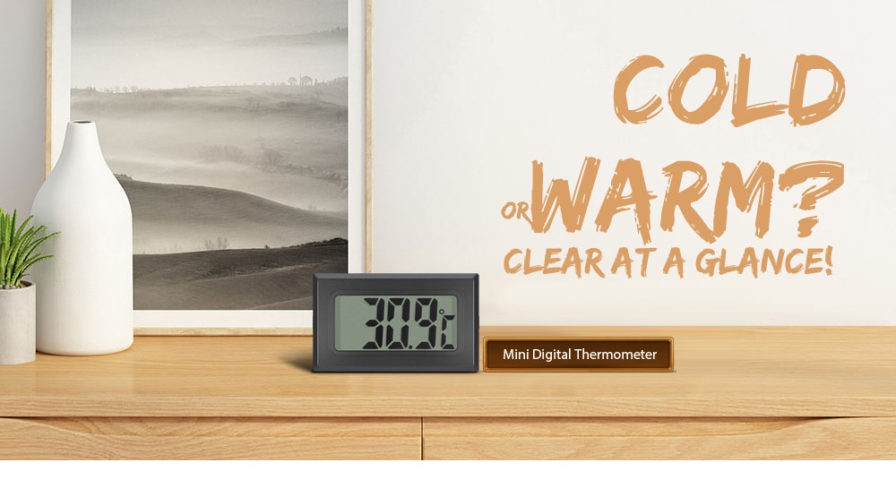 Mini LCD Digital Thermometer Temperature Indoor Convenient Sensor Meter- Black