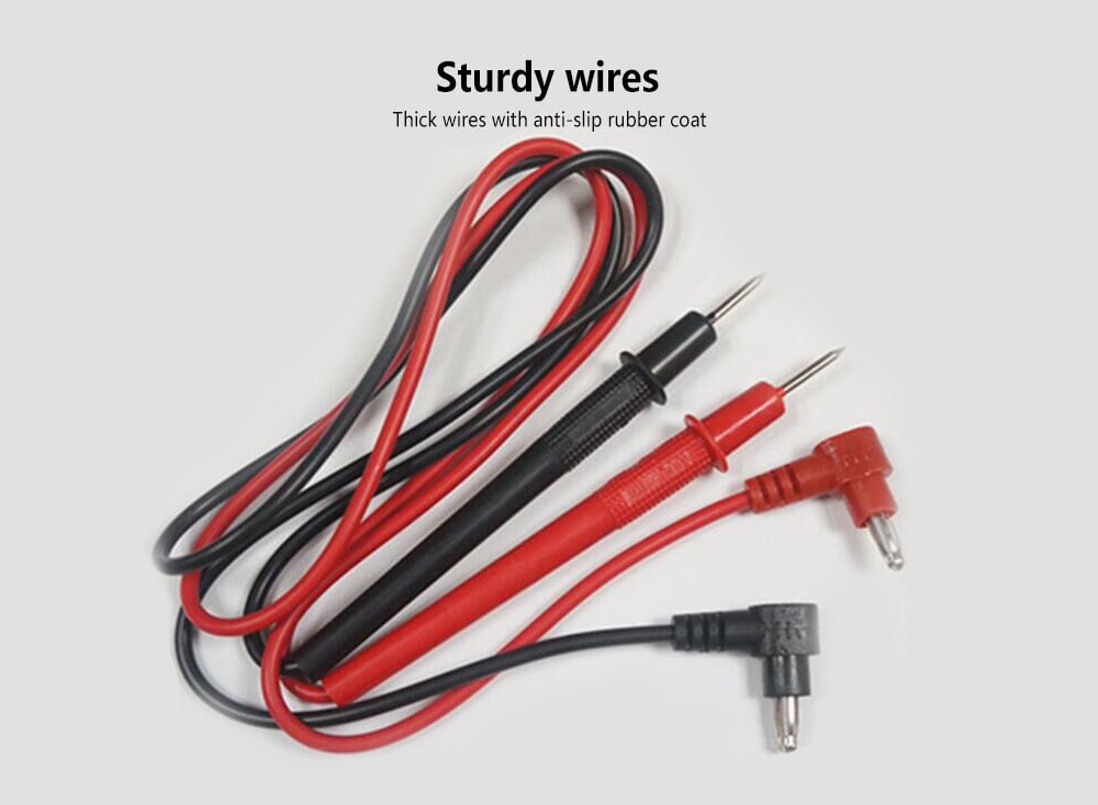 Precise Universal Pair of Multimeter Lead Probe Test Pen Cable with Copper Needle - Black and red