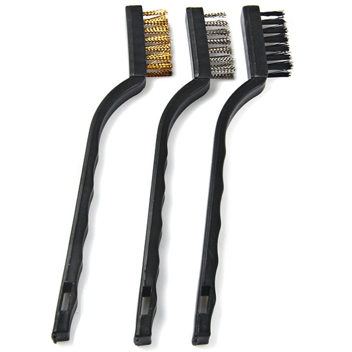 WLXY 3PCS Steel Brass Nylon Bristle Cleaning Brush- Colormix