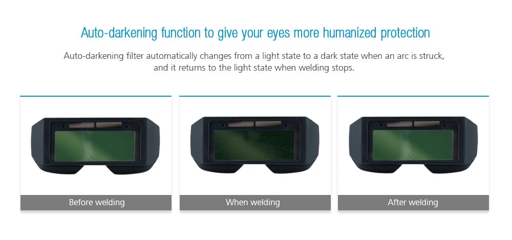 Anti-ultraviolet Solar Powered Auto Darkening Welding Glasses Eye Protection Equipment- Black