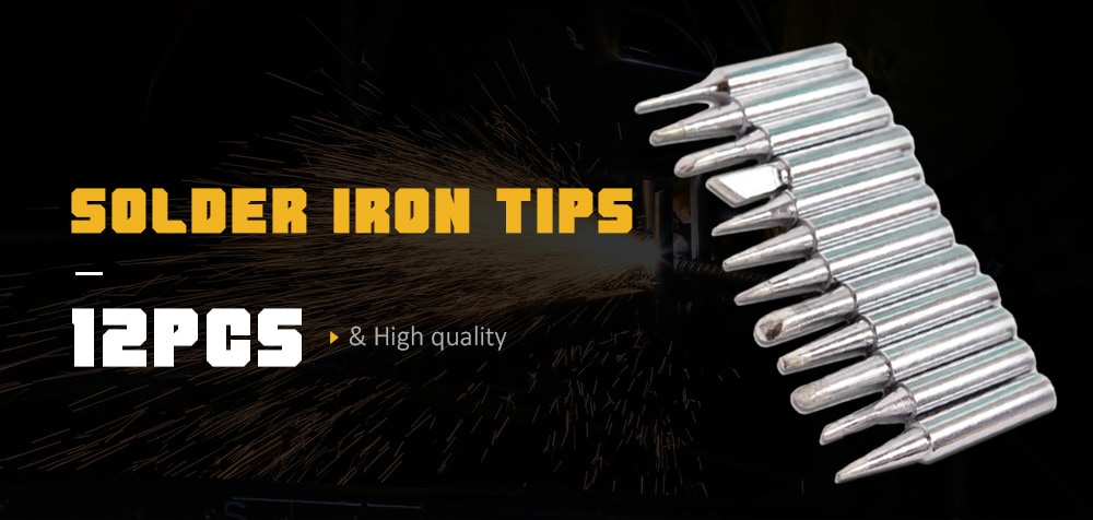Soldering Iron Tip Lead Free Welding Head 12pcs- Silver