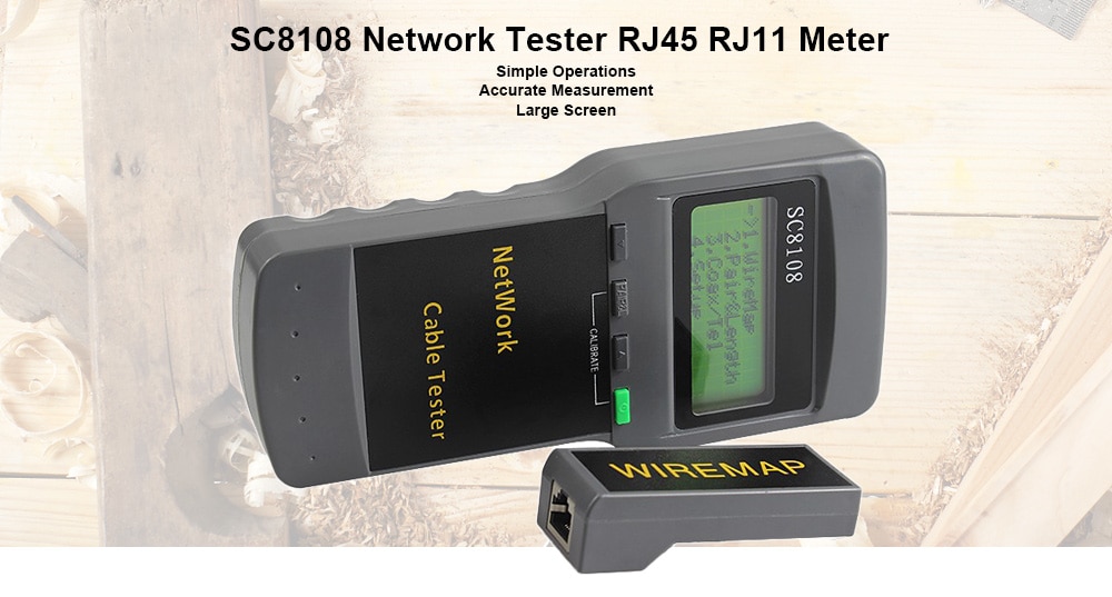 SC8108 Network Cable Tester RJ45 RJ11 Meter- Cloudy Gray