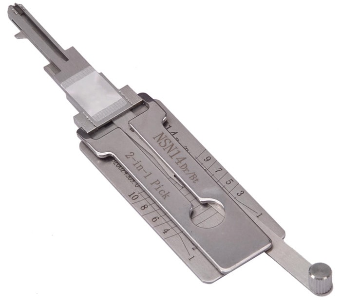 NSN14 2 in 1 Car Door Lock Pick Opener Unlock Tool- Silver